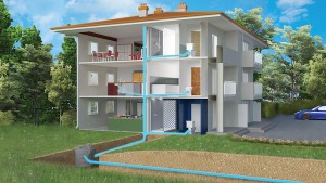 Cross section of house with Saniflo system installed